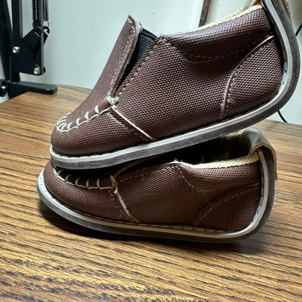 Brown Faux Leather Baby Shoes Size 3.5 US‎ 19 Euro